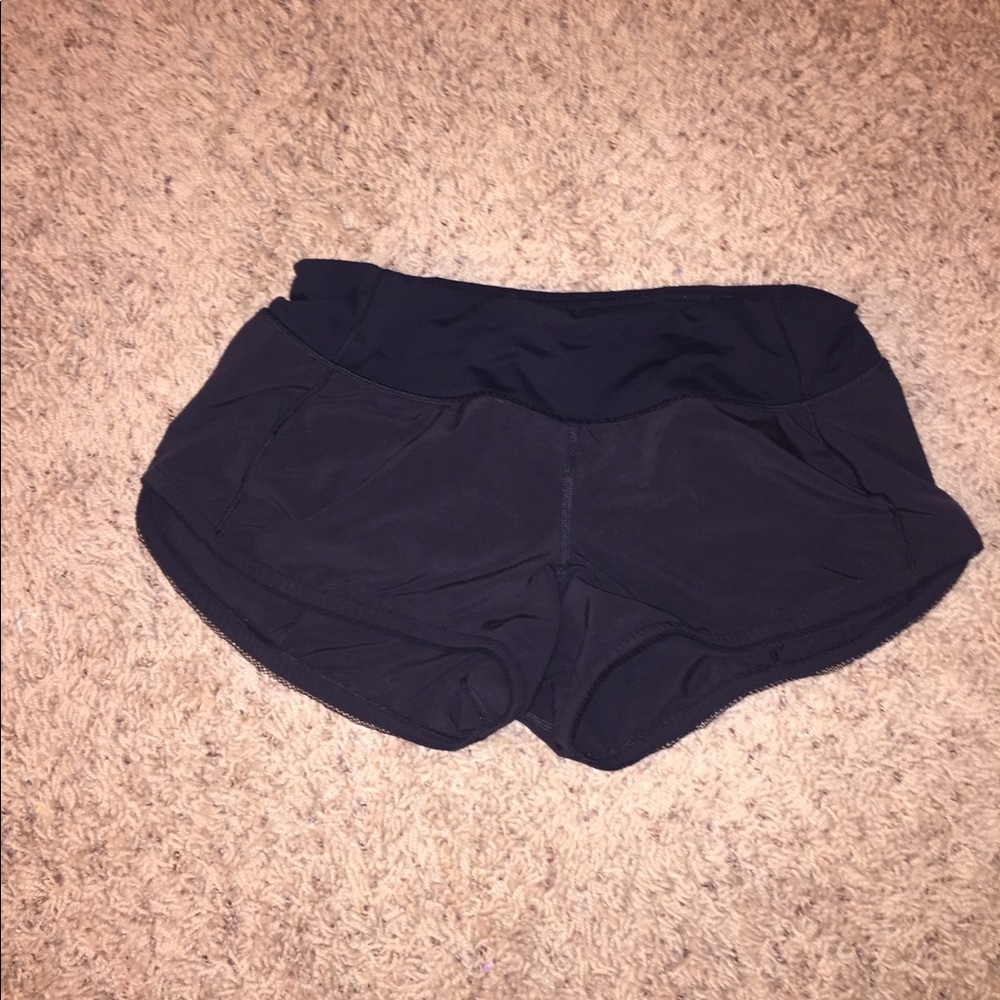 Black LuluLemon Speed-Up Shorts